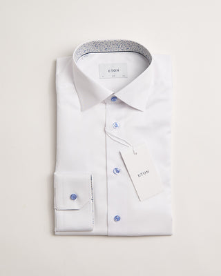 Eton Geometric Effect Contrast Fabric Twill Slim Shirt White 1 423