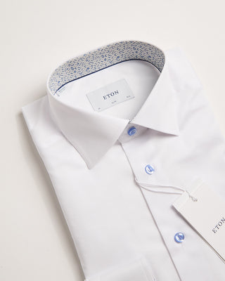 Eton Geometric Effect Contrast Fabric Twill Slim Shirt White 3 422