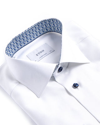 Eton Contemporary Cutaway Geometric Trim Twill Shirt White 4143