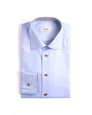 Eton Contemporary Cutaway Geometric Trim Twill Shirt Light Blue 4 3957