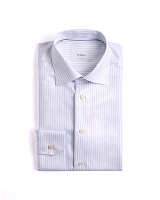 Eton Striped King Twill Shirt Cut Away Collar Contemporary Fit White 2 3945