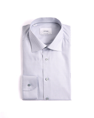 Eton Check Cotton Tencel Contemporary Shirt Silver 4051