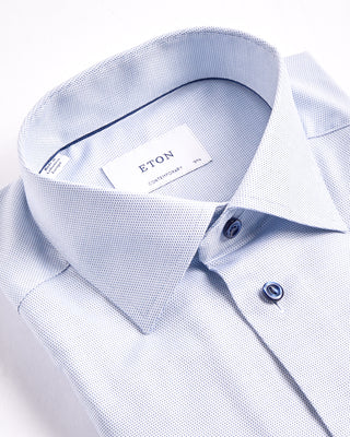 Eton Semi Solid Cotton Tencel Contemporary Shirt Light Blue 2 4008