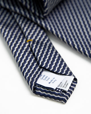 Eton Silk Fine Stripe Woven Tie Navy  2