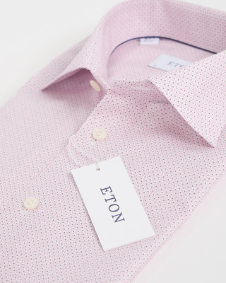 Eton Pink Geometric Micro Print Twill Slim Shirt Pink 1
