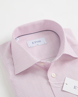 Eton Pink Geometric Micro Print Twill Slim Shirt Pink 1 2