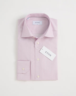 Eton Pink Geometric Micro Print Twill Slim Shirt Pink 1 3
