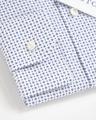 Eton Micro Pattern Print Mid Blue Slim Shirt Blue 1 2