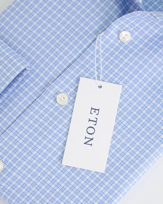 Eton Check Twill Slim Shirt Light Blue 1 3