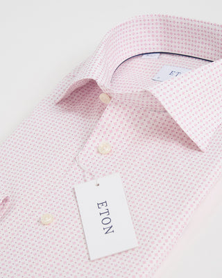 Eton Micro Pattern Print Pink Slim Shirt Pink 1 3
