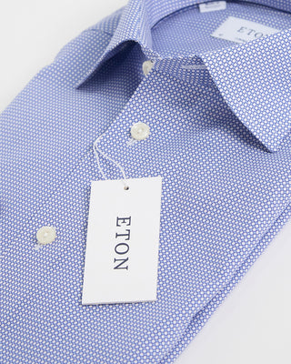 Eton Circular Micro Pattern Print Slim Shirt Blue 1 1