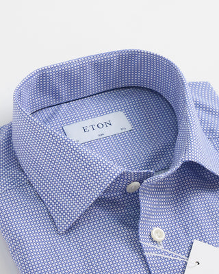 Eton Circular Micro Pattern Print Slim Shirt Blue 1 3