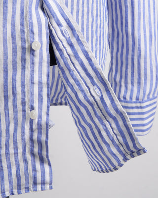 Eton Striped Linen Slim Shirt Blue 1 3