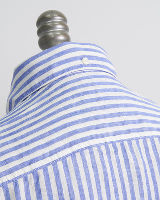 Eton Striped Linen Slim Shirt Blue 1 4