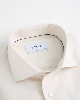 Eton Semi Solid Twill Slim Shirt Beige  2
