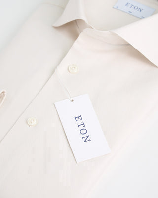 Eton Semi Solid Twill Slim Shirt Beige  3