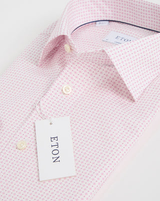 Eton Micro Pattern Print Pink Contemporary Shirt Pink 1
