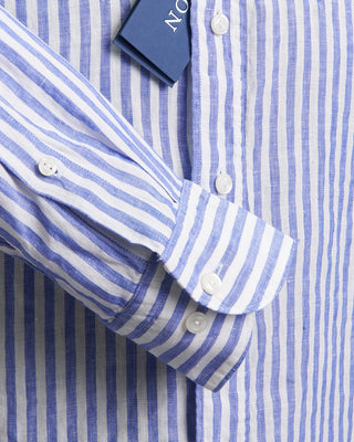 Eton Striped Linen Contemporary Shirt Blue 1 2