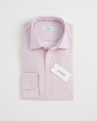 Eton Pink Geometric Micro Print Twill Contemporary Shirt Pink 1 2