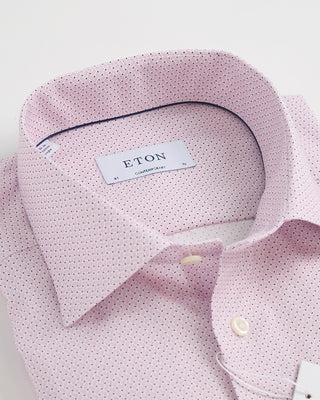 Eton Pink Geometric Micro Print Twill Contemporary Shirt Pink 1 3