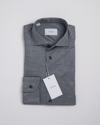 Eton Black Filo Di Scozia Oxford Shirt Black 357