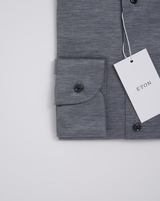 Eton Black Filo Di Scozia Oxford Shirt Black 358