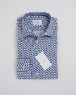 Eton Contemporary Light Blue Micro Geometric Signature Twill Shirt Light Blue 409