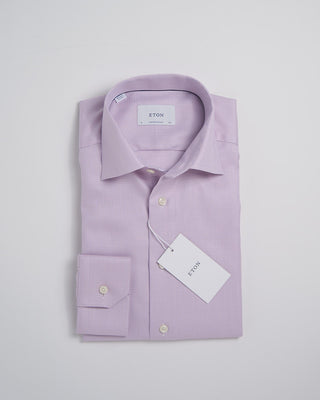 Eton Contemporary Pink Herringbone Signature Dobby Shirt Pink 365
