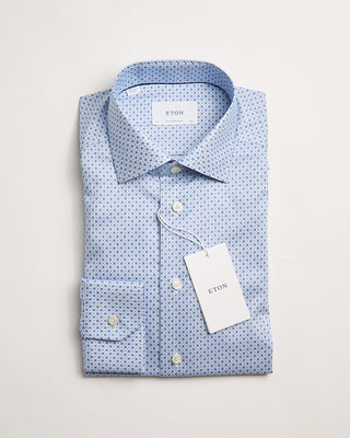 Eton Contemporary Light Blue Geometric Print Signature Twill Shirt Light Blue 1 435