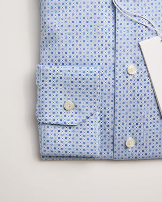 Eton Contemporary Light Blue Geometric Print Signature Twill Shirt Light Blue 5 433