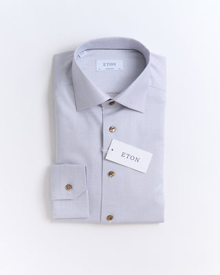 Eton Semi Solid Contemporary Shirt W Brown Buttons Beige 2672