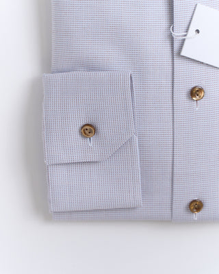 Eton Semi Solid Contemporary Shirt W Brown Buttons Beige 2672 1
