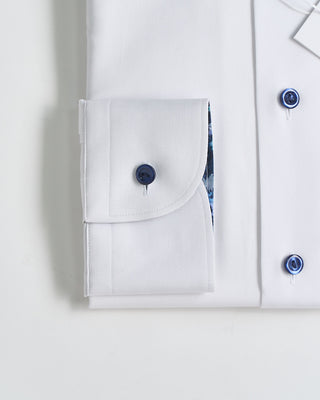 Eton Floral Trim Twill Contemporary Shirt White 2196