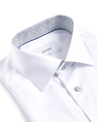 Eton Floral Trim Signature Twill Slim Shirt White 4155