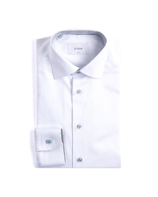 Eton Floral Trim Signature Twill Slim Shirt White 5 4189