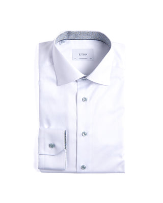 Eton Floral Trim Signature Twill Contemporary Shirt White 3 4182