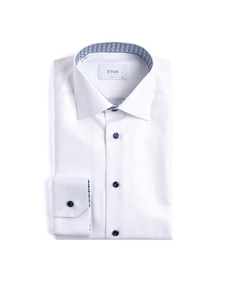 Eton Geometric Textured Twill Slim Shirt White 3 4167