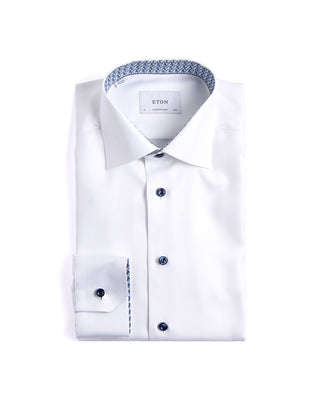 Eton Contemporary Cutaway Geometric Trim Twill Shirt White 6 4165