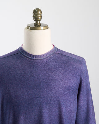 Arovescio Reversable  Double Airbrush, 15 Gauge, 100% Merino,  Crewneck Sweater Purple 1759