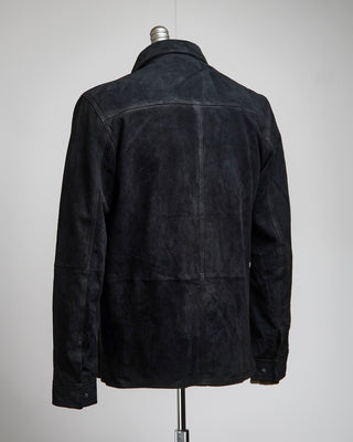 John Varvatos Izzy Leather Snap Shirt Jacket Black 