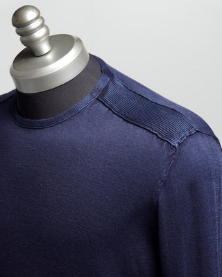 John Varvatos Long Sleeve Crew Neck Acid Wash Pullover Sweater Blue  3