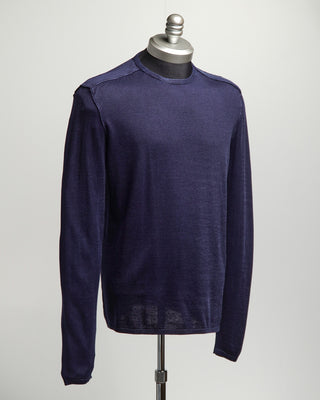 John Varvatos Long Sleeve Crew Neck Acid Wash Pullover Sweater Blue  5