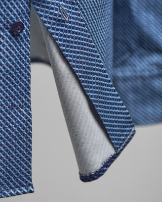 Emanuel Berg Neat Pattern Modern 4Flex Stretch Knit Shirt Blue  14