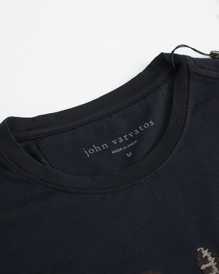 John Varvatos Ss Crew Tee   Peace Embroidery Black  2