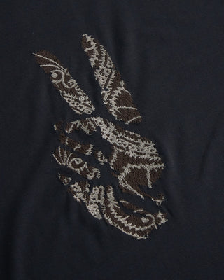 John Varvatos Ss Crew Tee   Peace Embroidery Black  4