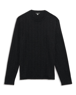 John Varvatos Ls Feeder Rib Texture Crew Black 9 4866