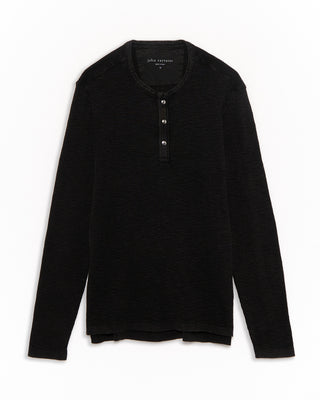 John Varvatos Memphis Waffle Henley In Fadeaway Wash Black 2 4874