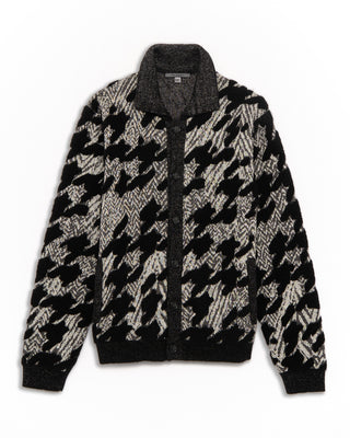 John Varvatos Regular Fit Button Front Cardigan Jacket In Houndstooth Terry Black  White 5 4838