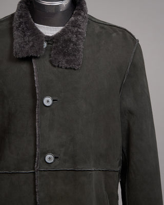 John Varvatos Jv Xxv Shearling Long Coat Charcoal 6 5154