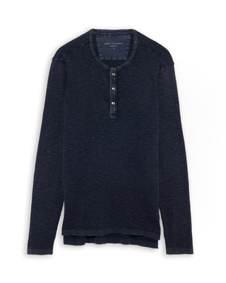 John Varvatos Memphis Waffle Henley In Fadeaway Wash Navy 2 4882